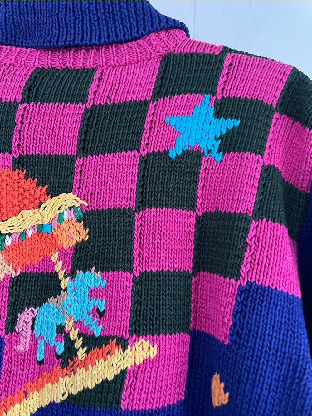 Vintage 1989 Berek Sweater Hand Knitted Carnival Circus Size Medium - Picture 16 of 16